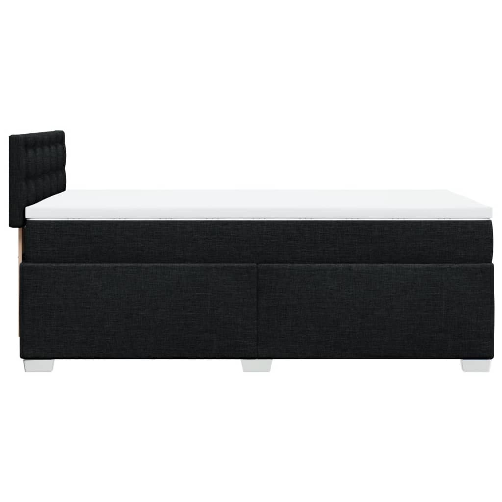 vidaXL Κρεβάτι Boxspring με Στρώμα Μαύρο 90x190 εκ.Υφασμάτινο