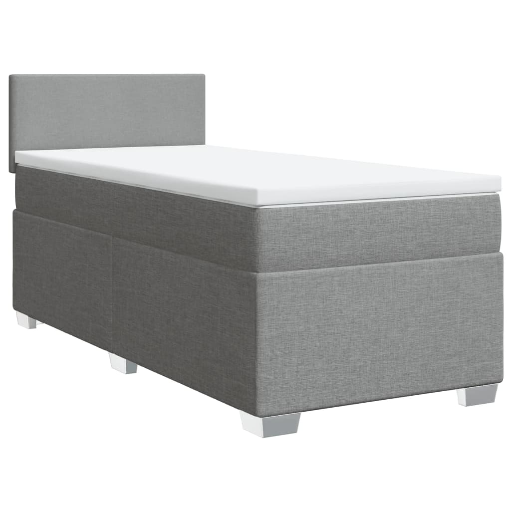 vidaXL Κρεβάτι Boxspring με Στρώμα Ανοιχτό Γκρι 90x200 εκ. Υφασμάτινο
