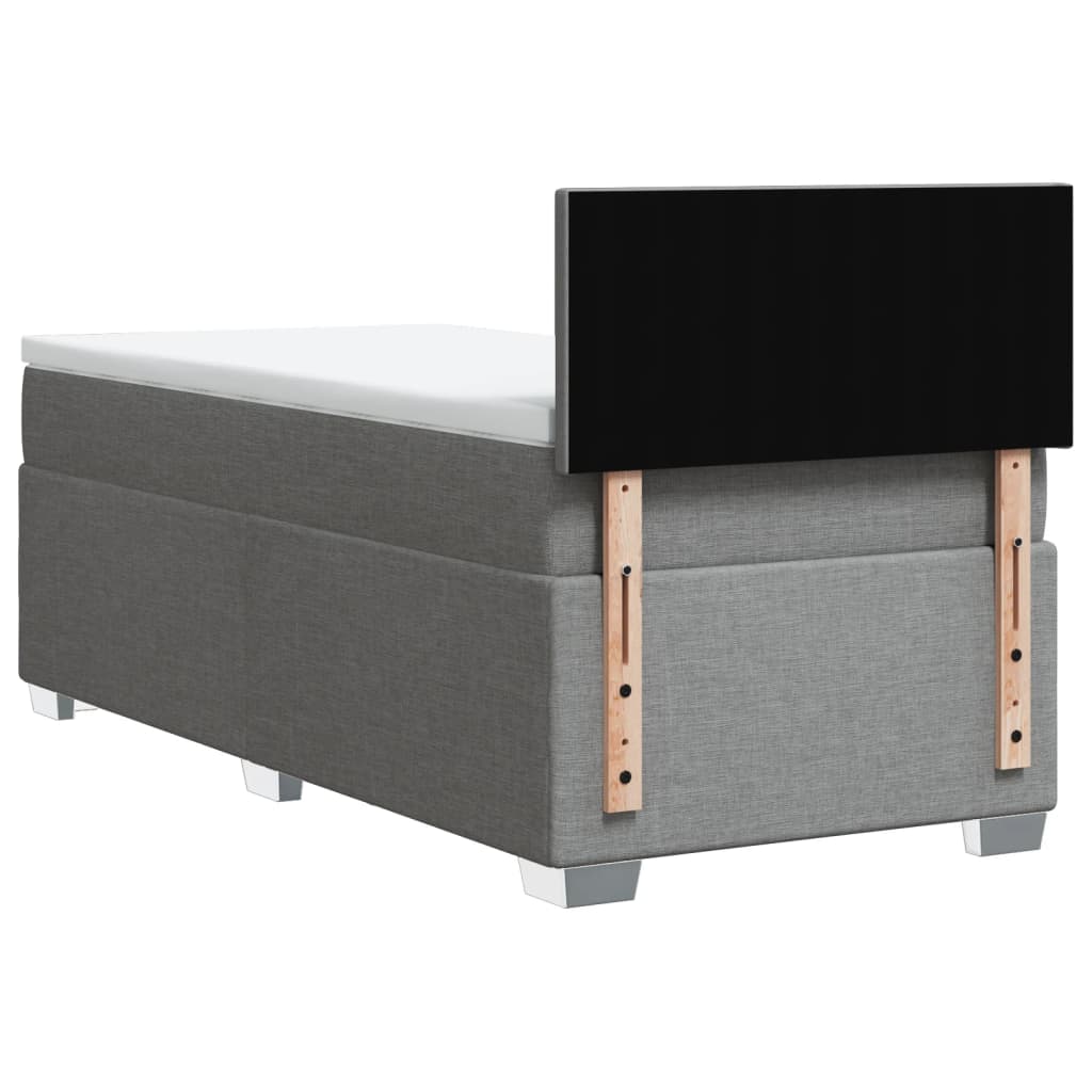 vidaXL Κρεβάτι Boxspring με Στρώμα Ανοιχτό Γκρι 90x200 εκ. Υφασμάτινο