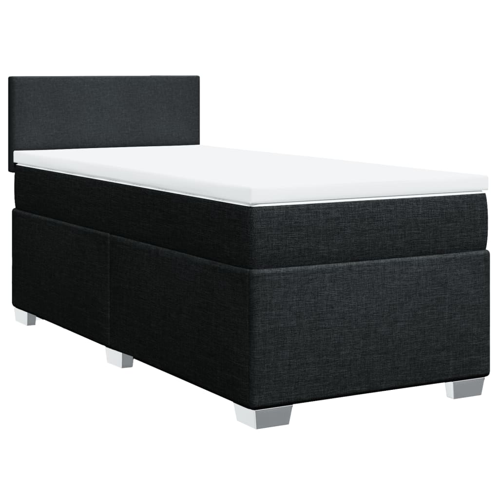vidaXL Κρεβάτι Boxspring με Στρώμα Μαύρο 90x200 εκ. Υφασμάτινο