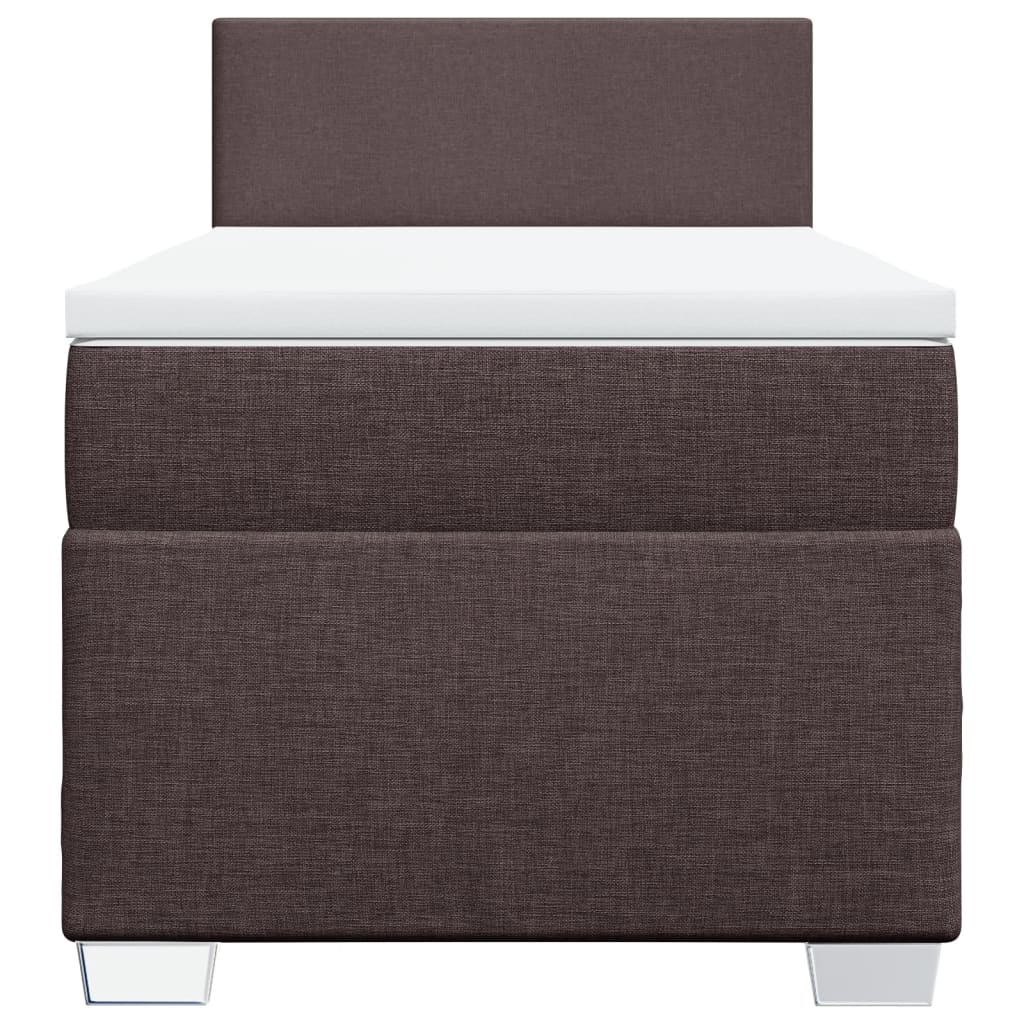 vidaXL Κρεβάτι Boxspring με Στρώμα Σκούρο Καφέ 90x200 εκ. Υφασμάτινο