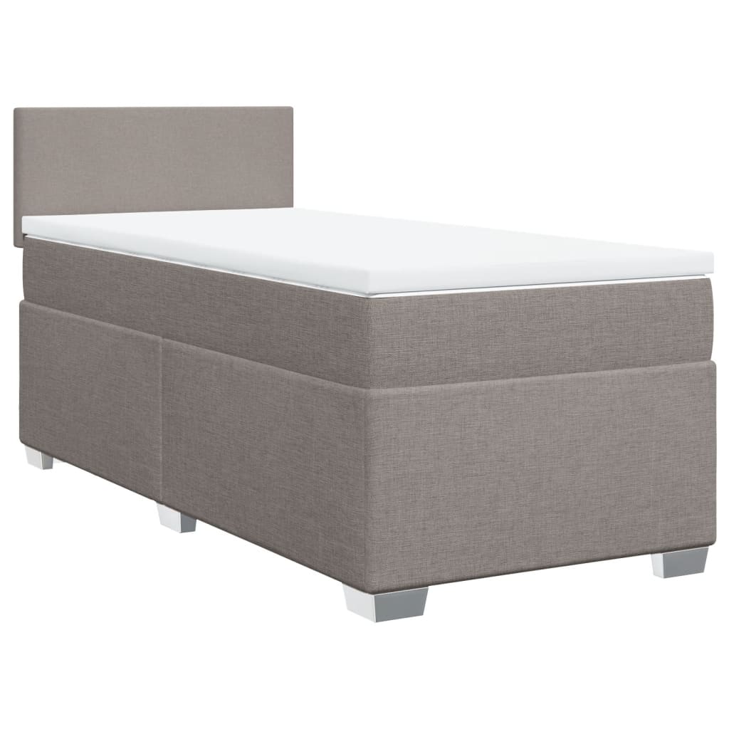 vidaXL Κρεβάτι Boxspring με Στρώμα Taupe 90x200 εκ. Υφασμάτινο