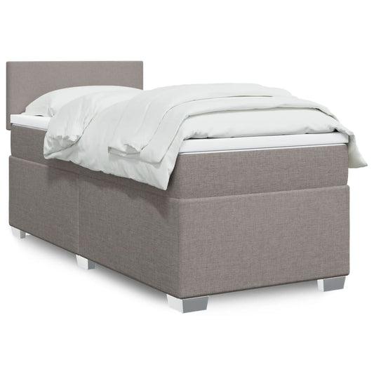 vidaXL Κρεβάτι Boxspring με Στρώμα Taupe 90x200 εκ. Υφασμάτινο