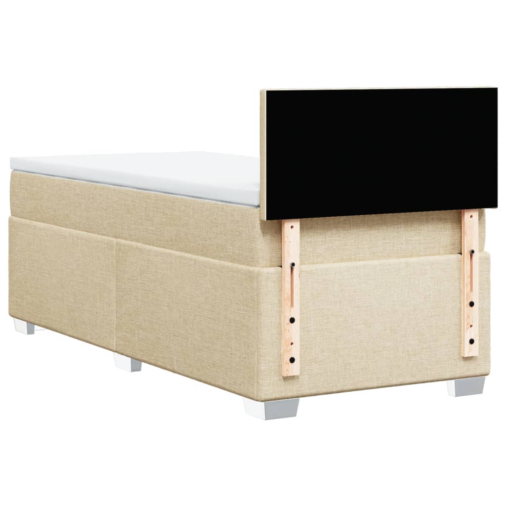 vidaXL Κρεβάτι Boxspring με Στρώμα Κρεμ 90x200 εκ.Υφασμάτινο