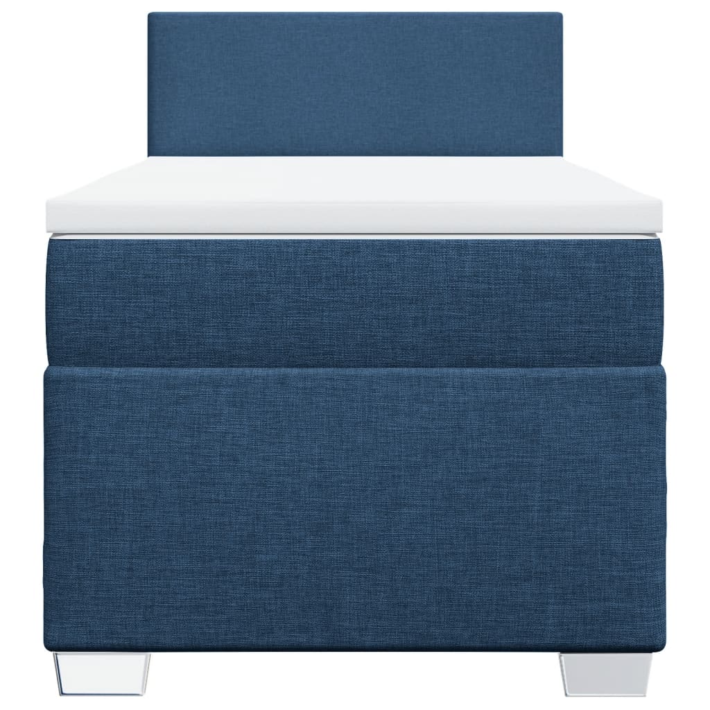 vidaXL Κρεβάτι Boxspring με Στρώμα Μπλε 90x200 εκ.Υφασμάτινο