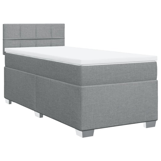 vidaXL Κρεβάτι Boxspring με Στρώμα Ανοιχτό Γκρι 90x200 εκ. Υφασμάτινο