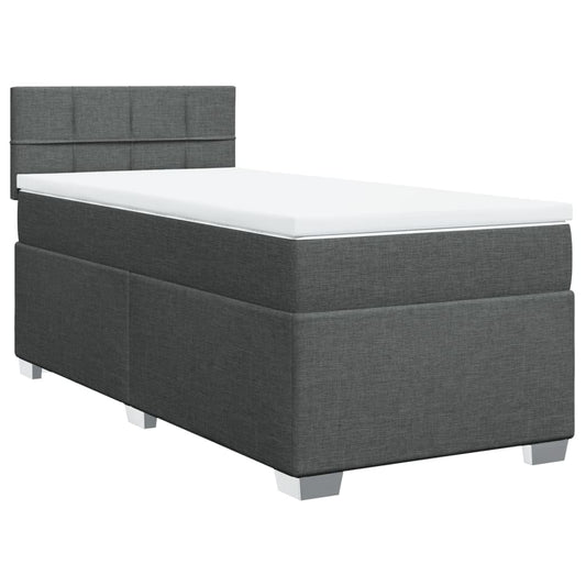 vidaXL Κρεβάτι Boxspring με Στρώμα Σκούρο Γκρι 90x200 εκ. Υφασμάτινο