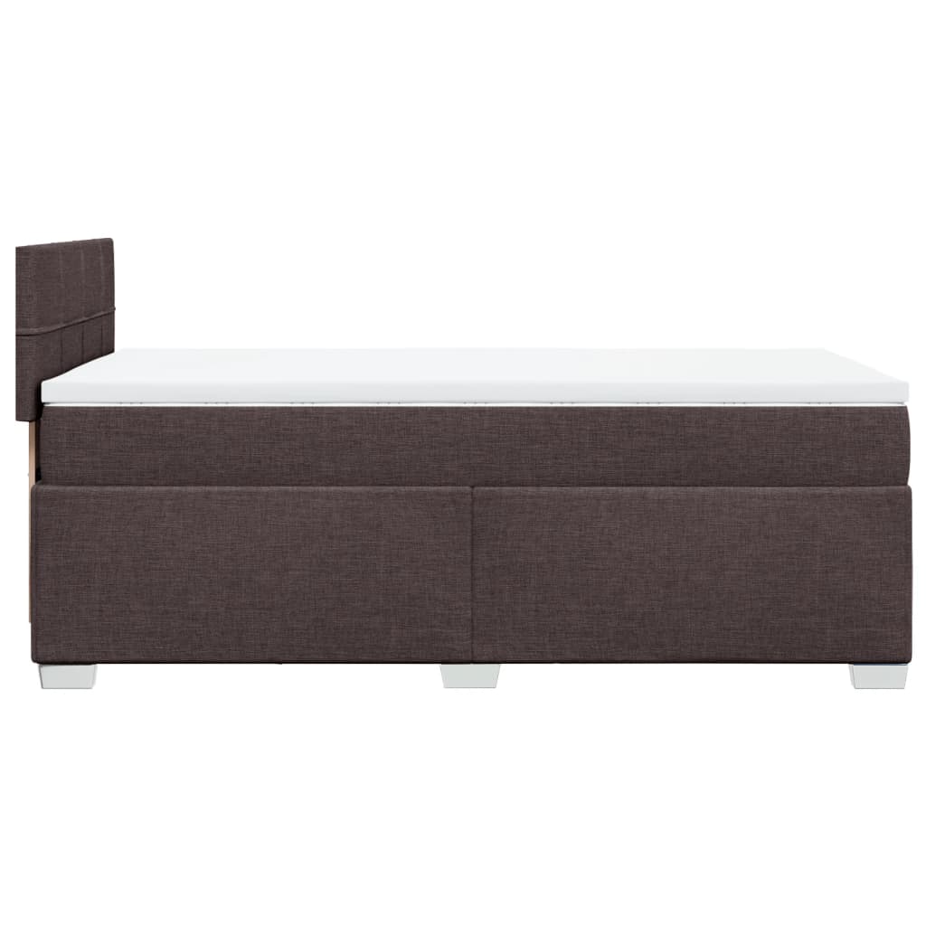 vidaXL Κρεβάτι Boxspring με Στρώμα Σκούρο Καφέ 90x200 εκ. Υφασμάτινο