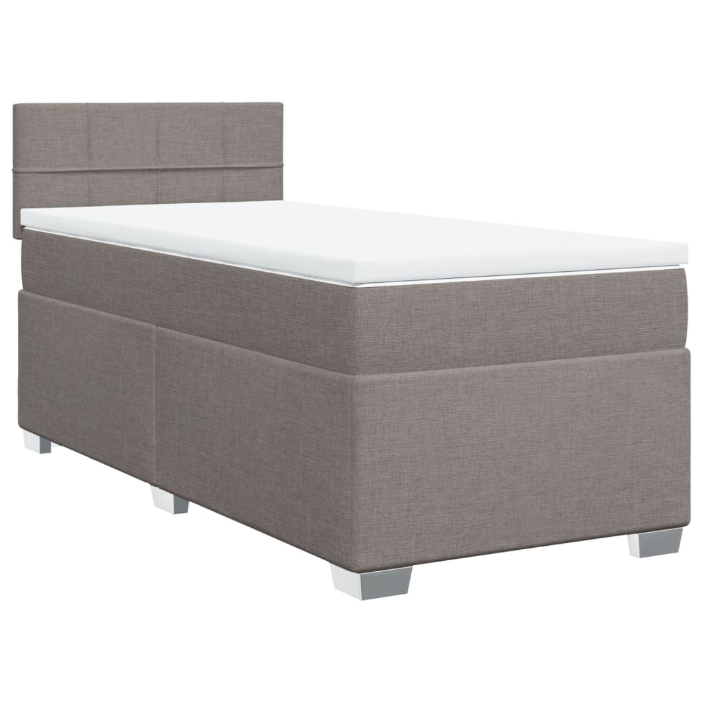vidaXL Κρεβάτι Boxspring με Στρώμα Taupe 90x200 εκ. Υφασμάτινο