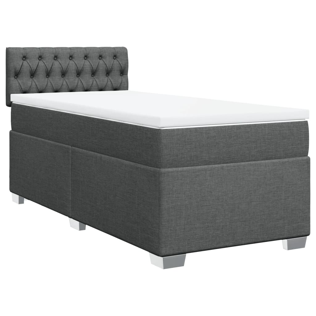 vidaXL Κρεβάτι Boxspring με Στρώμα Σκούρο Γκρι 90x200 εκ. Υφασμάτινο