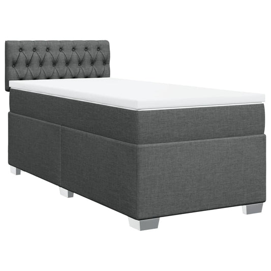 vidaXL Κρεβάτι Boxspring με Στρώμα Σκούρο Γκρι 90x200 εκ. Υφασμάτινο