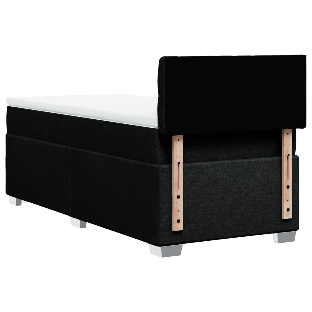 vidaXL Κρεβάτι Boxspring με Στρώμα Μαύρο 90x200 εκ. Υφασμάτινο
