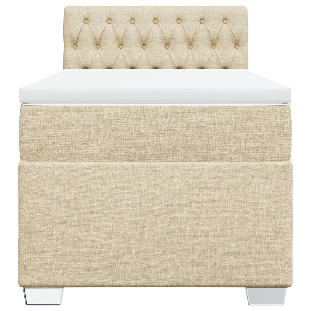 vidaXL Κρεβάτι Boxspring με Στρώμα Κρεμ 90x200 εκ.Υφασμάτινο