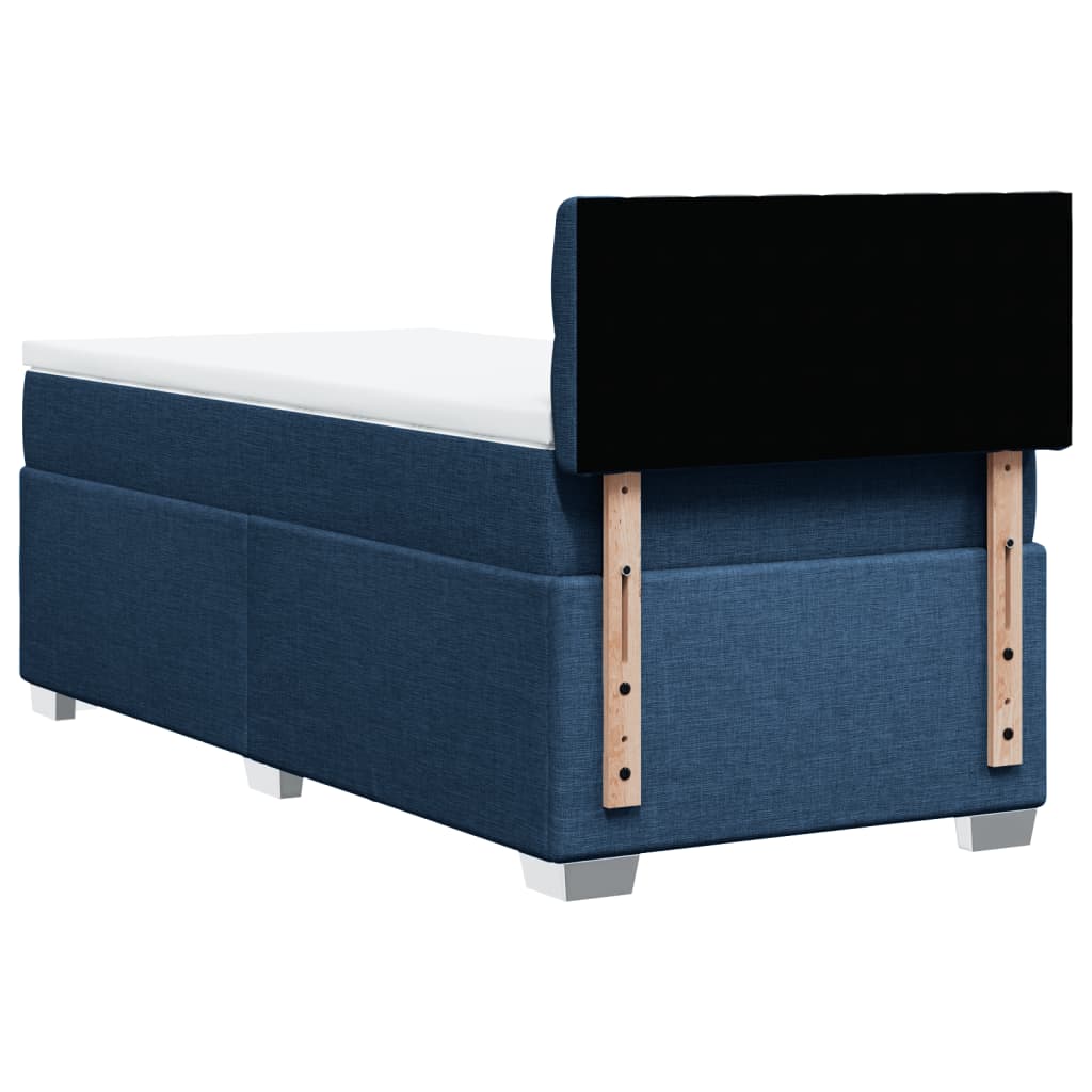 vidaXL Κρεβάτι Boxspring με Στρώμα Μπλε 90x200 εκ.Υφασμάτινο