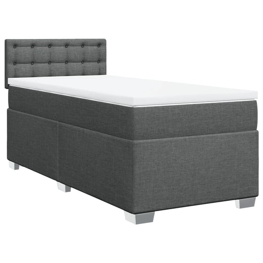 vidaXL Κρεβάτι Boxspring με Στρώμα Σκούρο Γκρι 90x200 εκ. Υφασμάτινο
