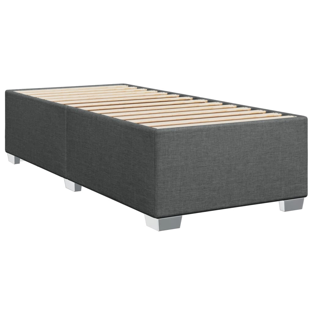 vidaXL Κρεβάτι Boxspring με Στρώμα Σκούρο Γκρι 90x200 εκ. Υφασμάτινο