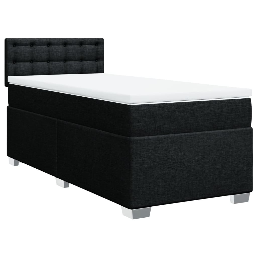 vidaXL Κρεβάτι Boxspring με Στρώμα Μαύρο 90x200 εκ. Υφασμάτινο