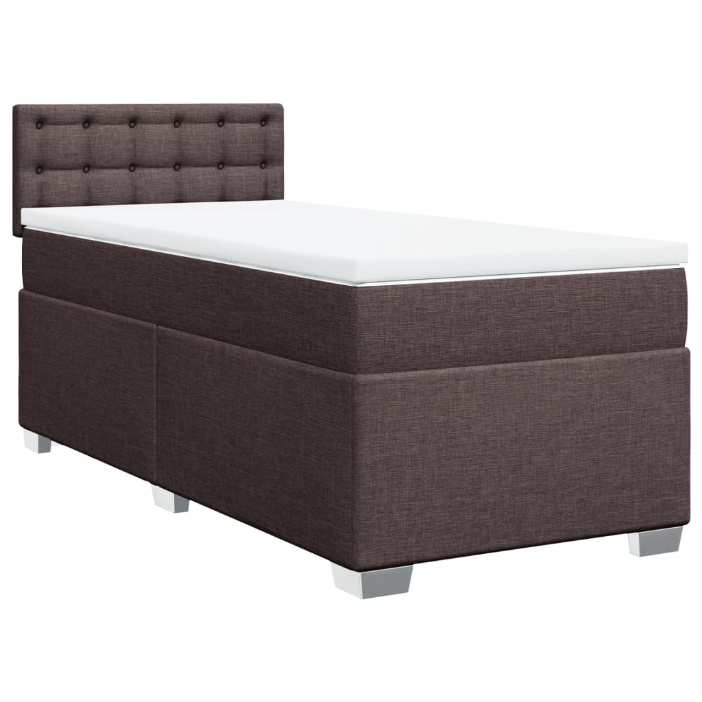vidaXL Κρεβάτι Boxspring με Στρώμα Σκούρο Καφέ 90x200 εκ. Υφασμάτινο