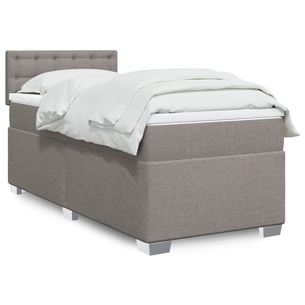 vidaXL Κρεβάτι Boxspring με Στρώμα Taupe 90x200 εκ. Υφασμάτινο