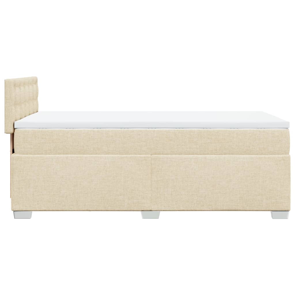 vidaXL Κρεβάτι Boxspring με Στρώμα Κρεμ 90x200 εκ.Υφασμάτινο