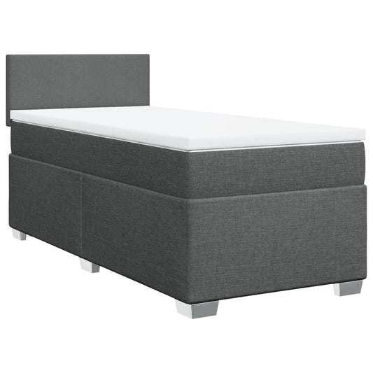 vidaXL Κρεβάτι Boxspring με Στρώμα Σκούρο Γκρι 100x200 εκ. Υφασμάτινο