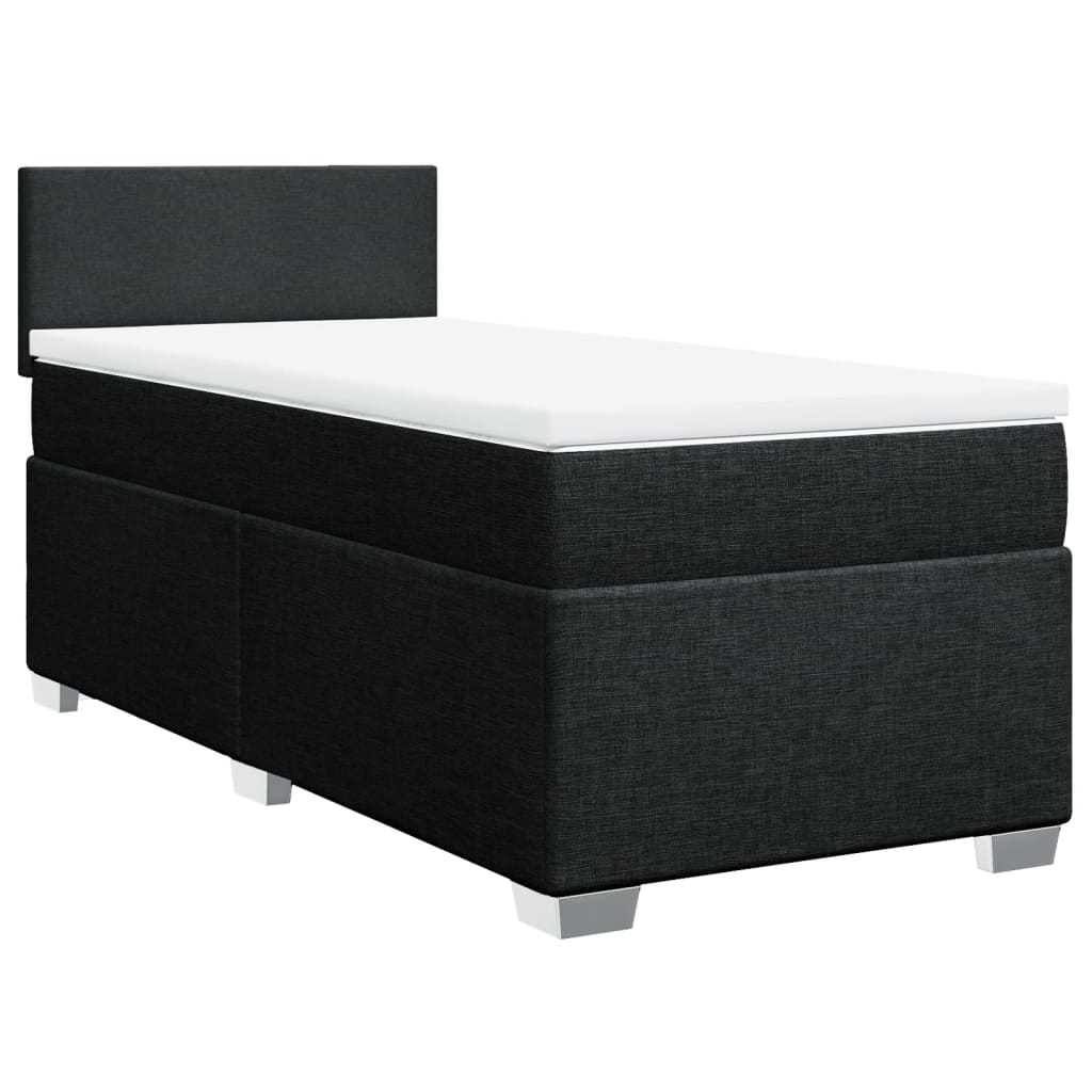 vidaXL Κρεβάτι Boxspring με Στρώμα Μαύρο 100 x 200 εκ. Υφασμάτινο