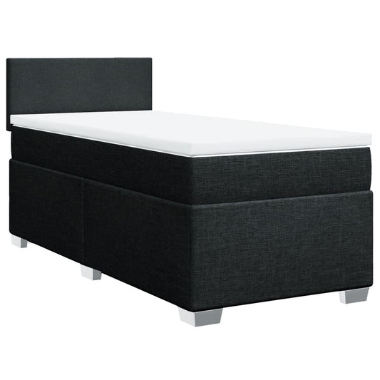 vidaXL Κρεβάτι Boxspring με Στρώμα Μαύρο 100 x 200 εκ. Υφασμάτινο