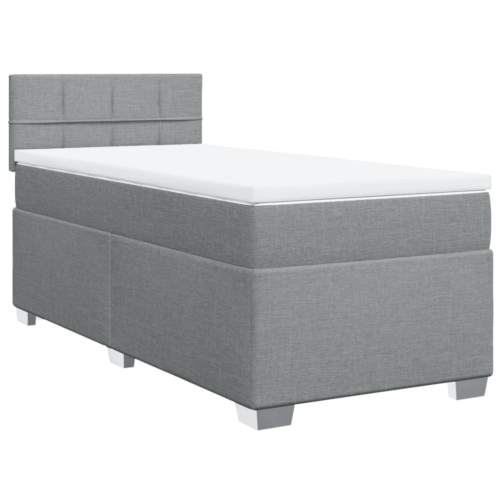 vidaXL Κρεβάτι Boxspring με Στρώμα Ανοιχτό Γκρι 100x200 εκ. Υφασμάτινο