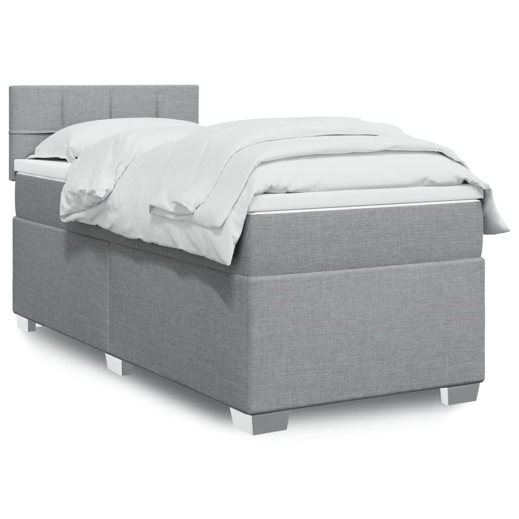 vidaXL Κρεβάτι Boxspring με Στρώμα Ανοιχτό Γκρι 100x200 εκ. Υφασμάτινο