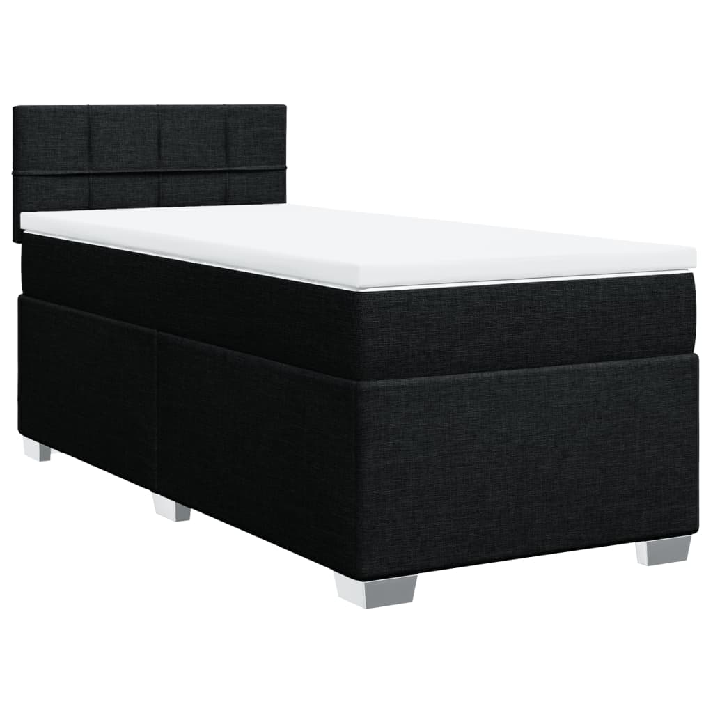 vidaXL Κρεβάτι Boxspring με Στρώμα Μαύρο 100 x 200 εκ. Υφασμάτινο