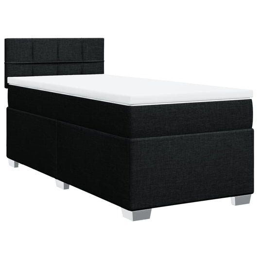 vidaXL Κρεβάτι Boxspring με Στρώμα Μαύρο 100 x 200 εκ. Υφασμάτινο