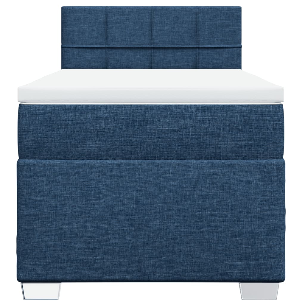 vidaXL Κρεβάτι Boxspring με Στρώμα Μπλε 100 x 200 εκ. Υφασμάτινο