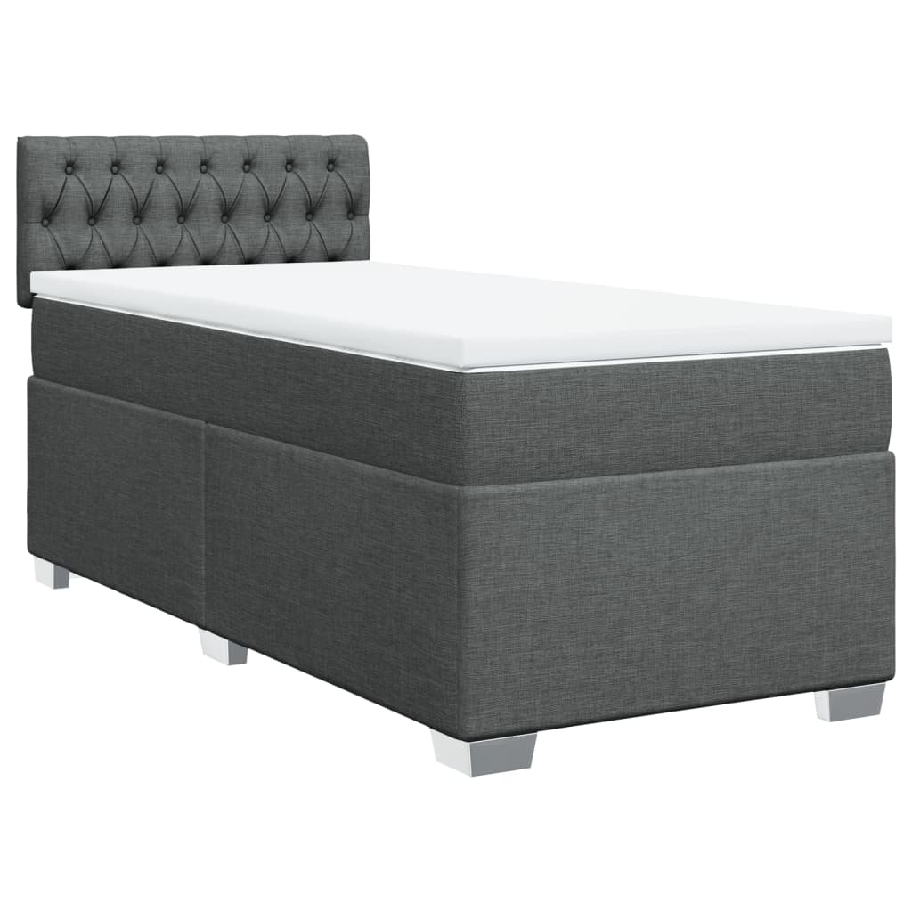 vidaXL Κρεβάτι Boxspring με Στρώμα Σκούρο Γκρι 100x200 εκ. Υφασμάτινο