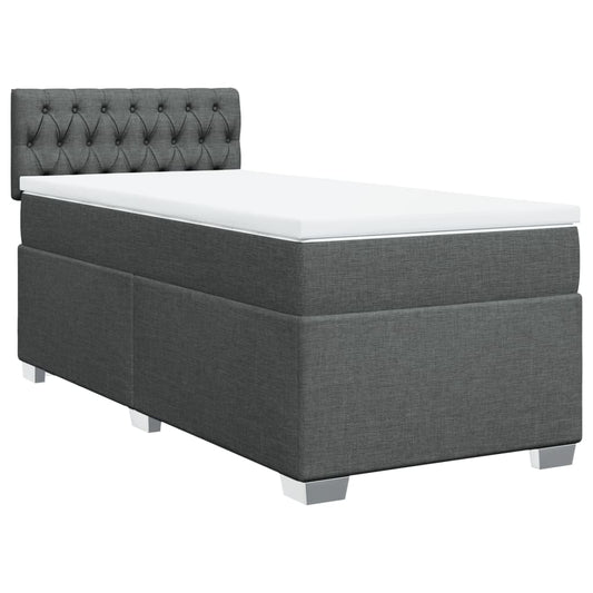 vidaXL Κρεβάτι Boxspring με Στρώμα Σκούρο Γκρι 100x200 εκ. Υφασμάτινο