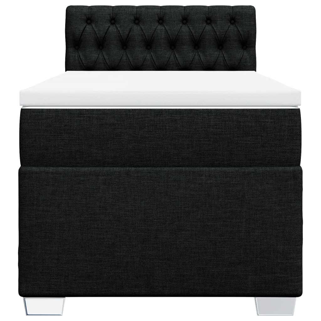 vidaXL Κρεβάτι Boxspring με Στρώμα Μαύρο 100 x 200 εκ. Υφασμάτινο