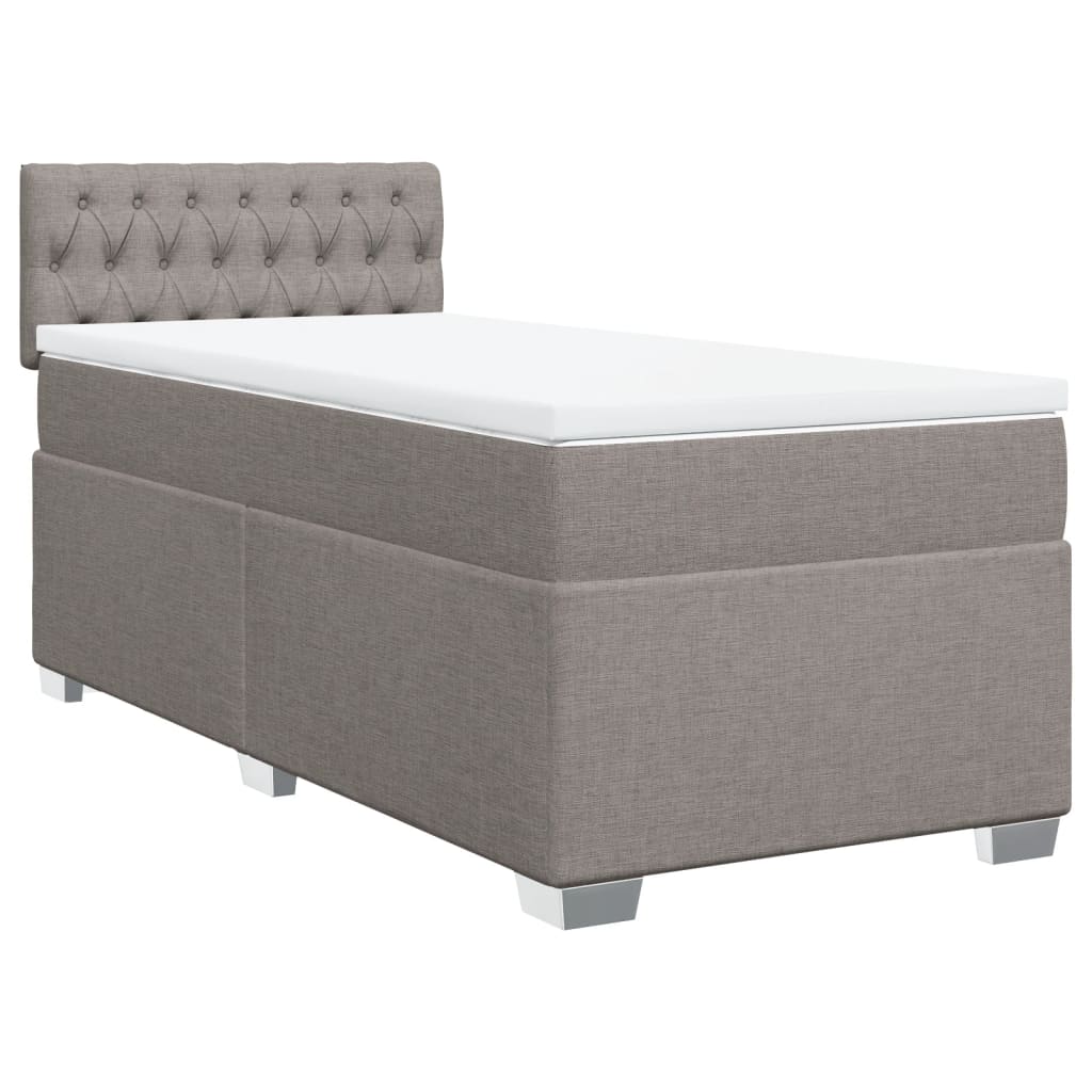 vidaXL Κρεβάτι Boxspring με Στρώμα Taupe 100 x 200 εκ. Υφασμάτινο
