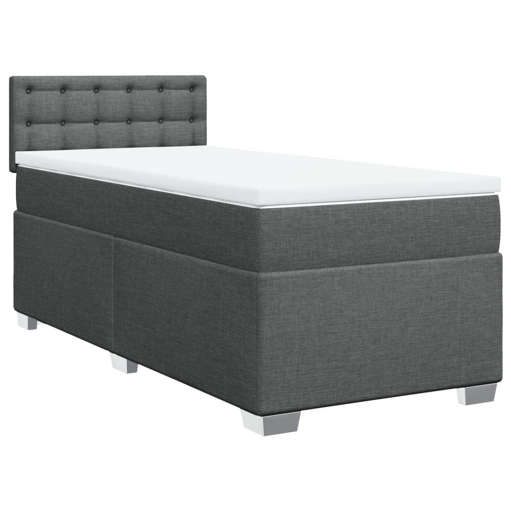vidaXL Κρεβάτι Boxspring με Στρώμα Σκούρο Γκρι 100x200 εκ. Υφασμάτινο