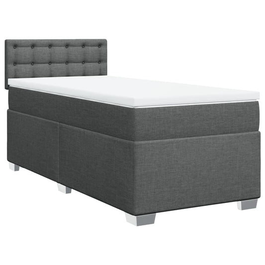 vidaXL Κρεβάτι Boxspring με Στρώμα Σκούρο Γκρι 100x200 εκ. Υφασμάτινο