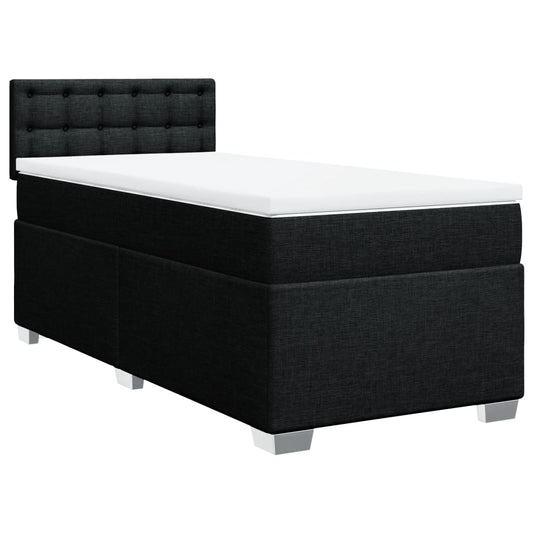 vidaXL Κρεβάτι Boxspring με Στρώμα Μαύρο 100 x 200 εκ. Υφασμάτινο