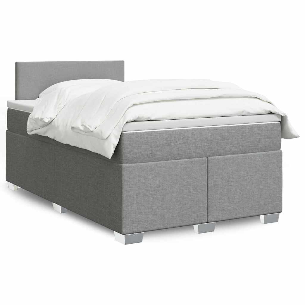 vidaXL Κρεβάτι Boxspring με Στρώμα Ανοιχτό Γκρι 120x190 εκ. Υφασμάτινο