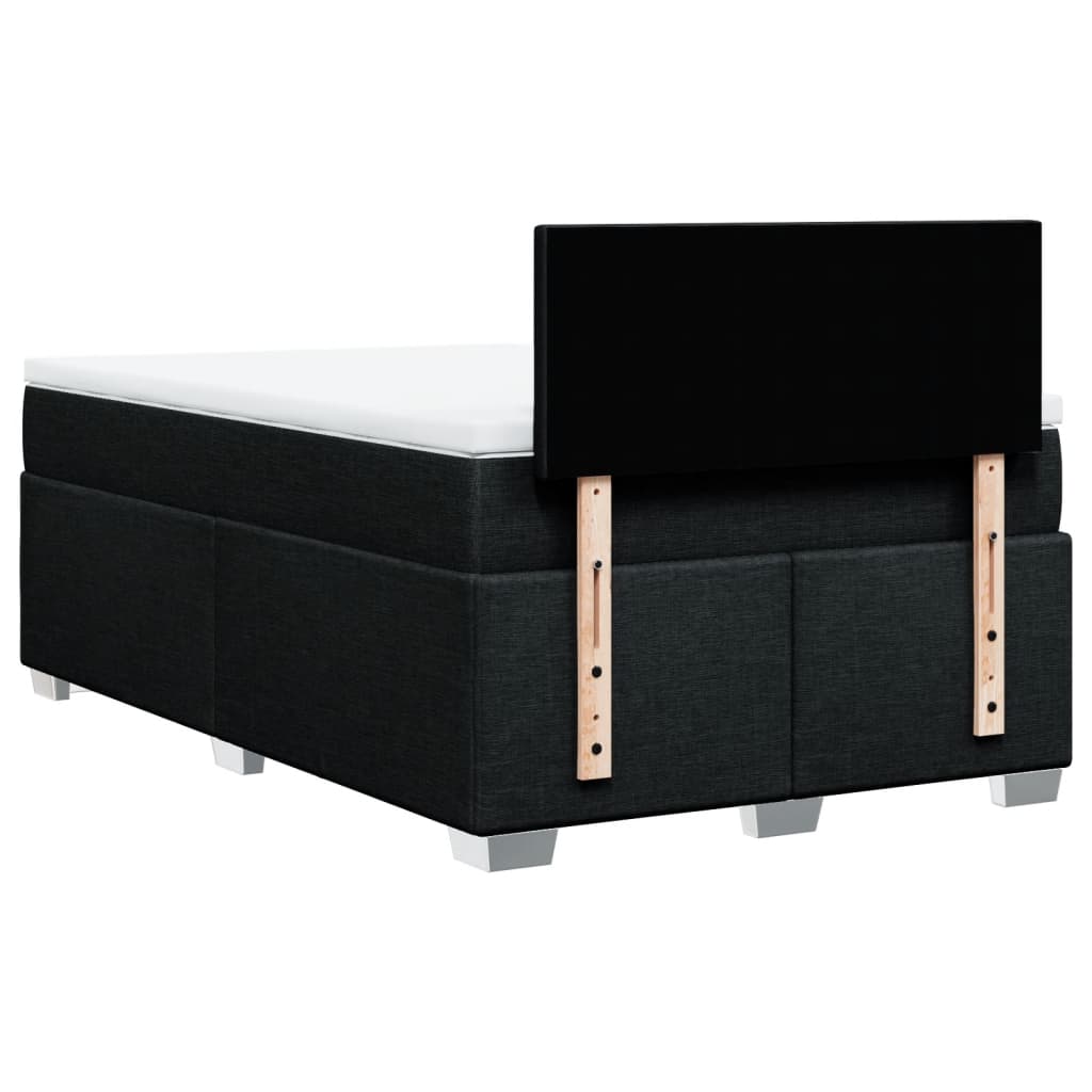 vidaXL Κρεβάτι Boxspring με Στρώμα Μαύρο 120x190 εκ. Υφασμάτινο