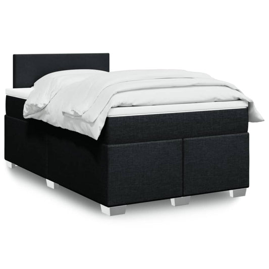 vidaXL Κρεβάτι Boxspring με Στρώμα Μαύρο 120x190 εκ. Υφασμάτινο