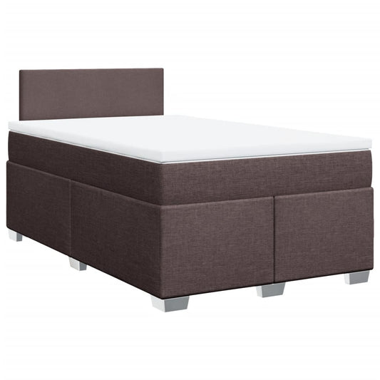 vidaXL Κρεβάτι Boxspring με Στρώμα Σκούρο Καφέ 120x190 εκ Υφασμάτινο