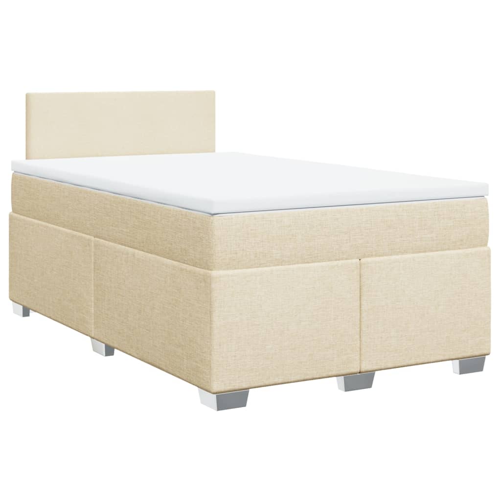 vidaXL Κρεβάτι Boxspring με Στρώμα Κρεμ 120x190 εκ. Υφασμάτινο