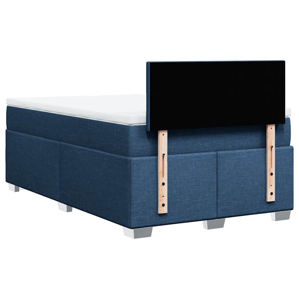 vidaXL Κρεβάτι Boxspring με Στρώμα Μπλε 120x190 εκ. Υφασμάτινο
