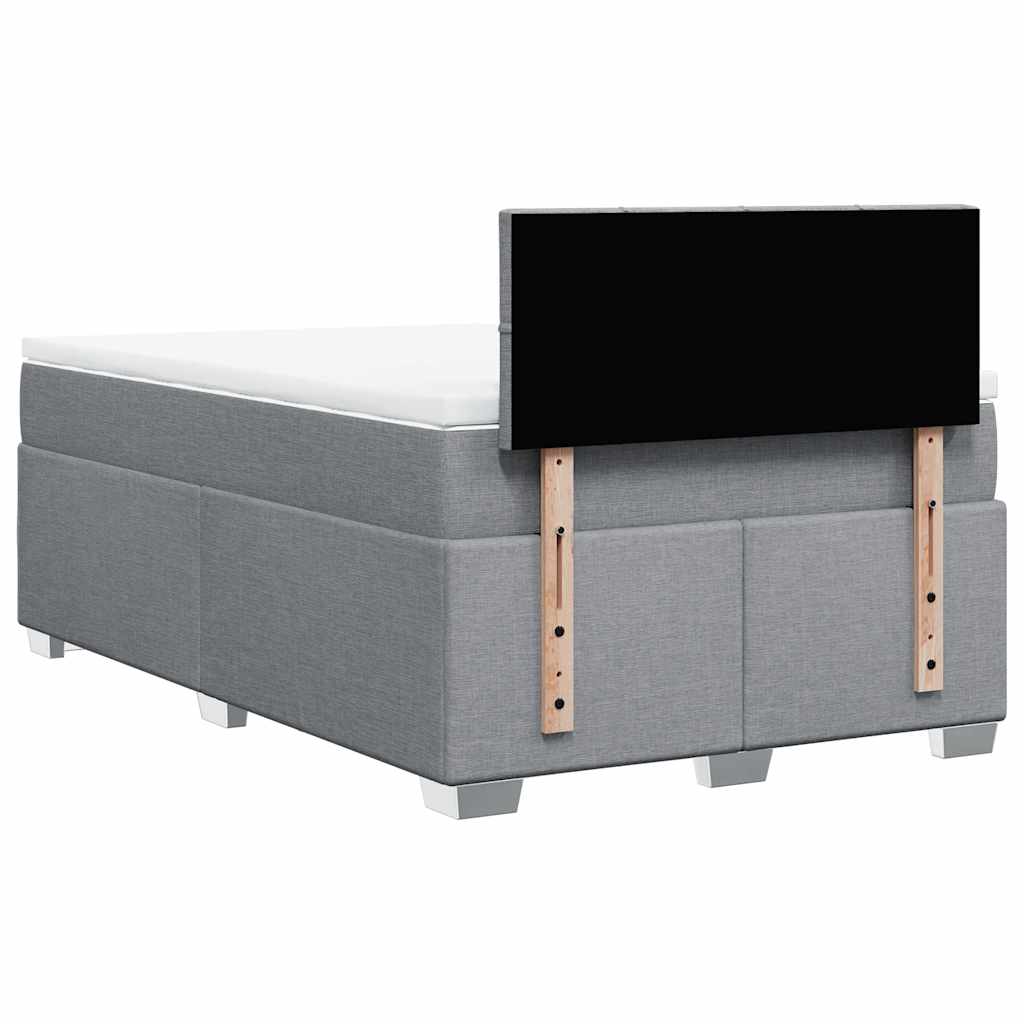 vidaXL Κρεβάτι Boxspring με Στρώμα Ανοιχτό Γκρι 120x190 εκ. Υφασμάτινο