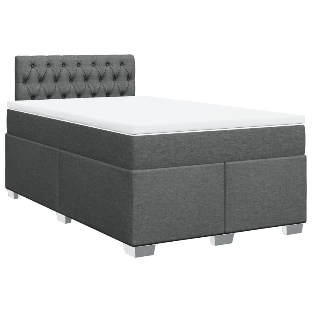 vidaXL Κρεβάτι Boxspring με Στρώμα Σκούρο Γκρι 120x190 εκ Υφασμάτινο