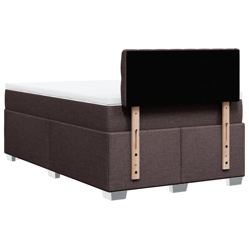 vidaXL Κρεβάτι Boxspring με Στρώμα Σκούρο Καφέ 120x190 εκ Υφασμάτινο