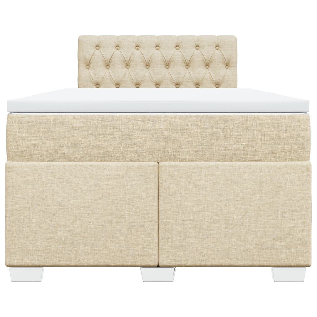 vidaXL Κρεβάτι Boxspring με Στρώμα Κρεμ 120x190 εκ. Υφασμάτινο