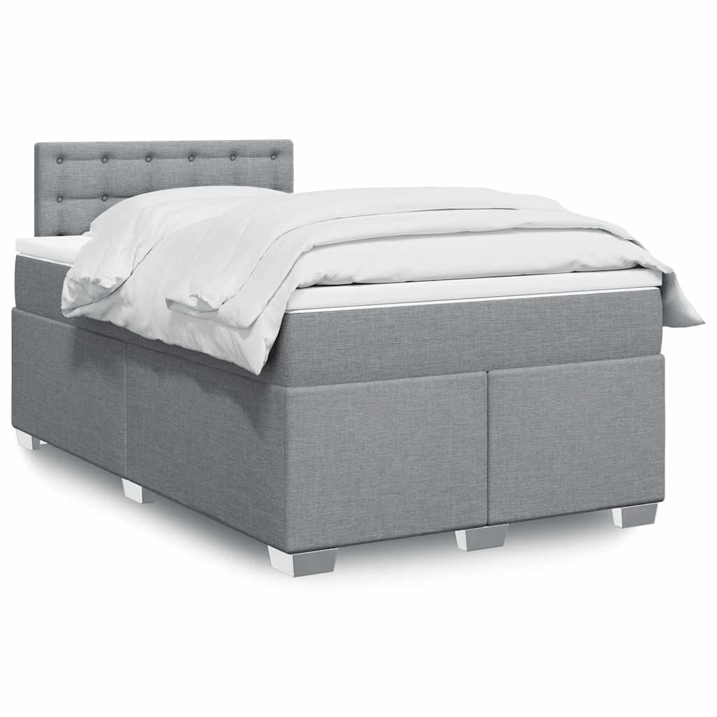 vidaXL Κρεβάτι Boxspring με Στρώμα Ανοιχτό Γκρι 120x190 εκ. Υφασμάτινο